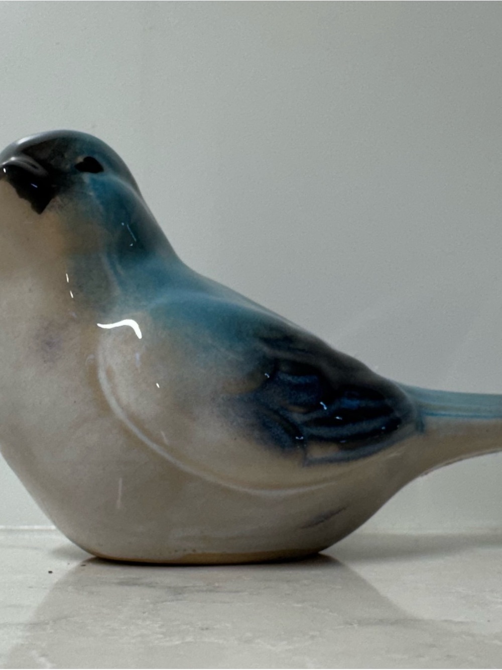 Vintage Blue Ceramic Bird Figurine